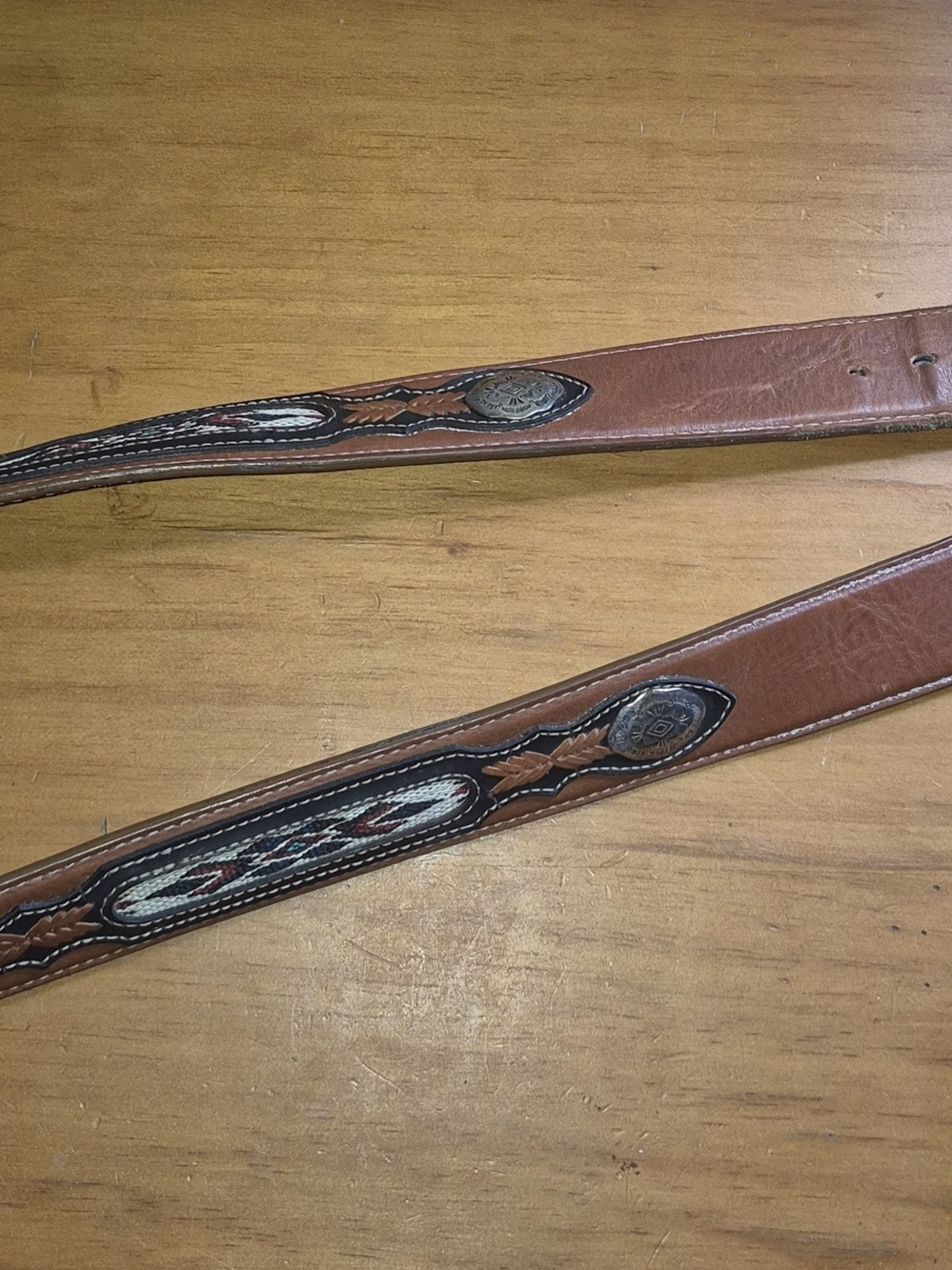 Vintage Wrangler 6904 Western Leather Belt Southwestern Concho Sz 40/100